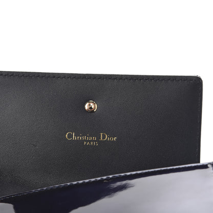 Christian Dior Metallic Patent Micro-Cannage Diorama Elancee Wallet Dark Blue 6 of 7