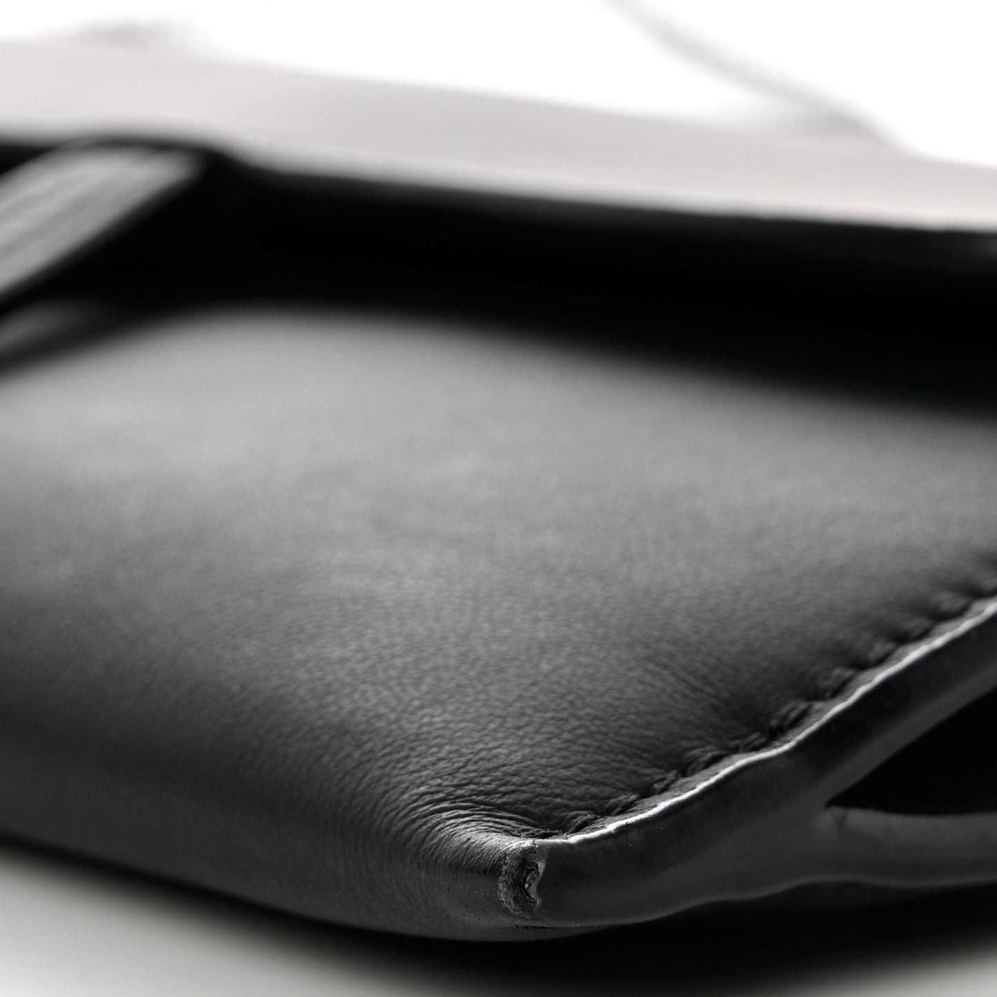 Ultra Matte Calfskin Saddle Chain Wallet Pouch Black