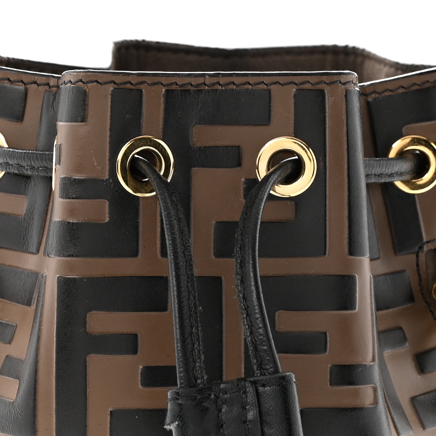 Fendi Vitello Liberty F is Fendi Bi-Color FF 1974 Embossed Mini Mon Tresor Bucket Bag Maya Black 8 of 11