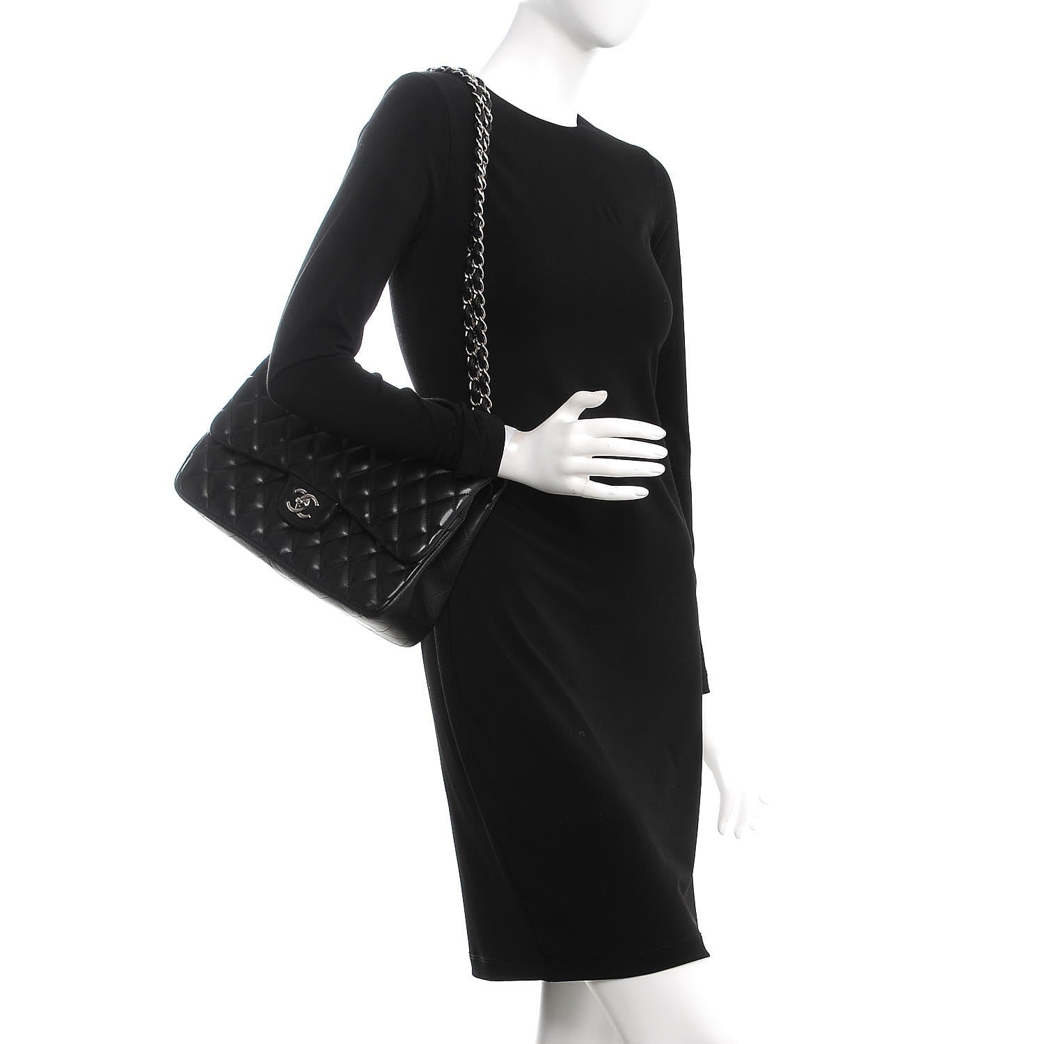 Chanel Lambskin Quilted Jumbo Double Flap Black 3 of 15