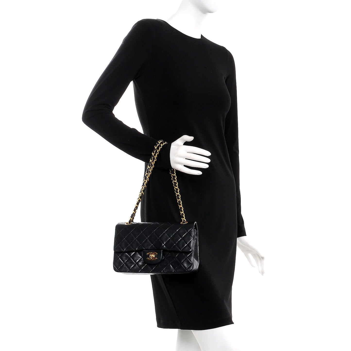Lambskin Quilted Small Double Flap Black
