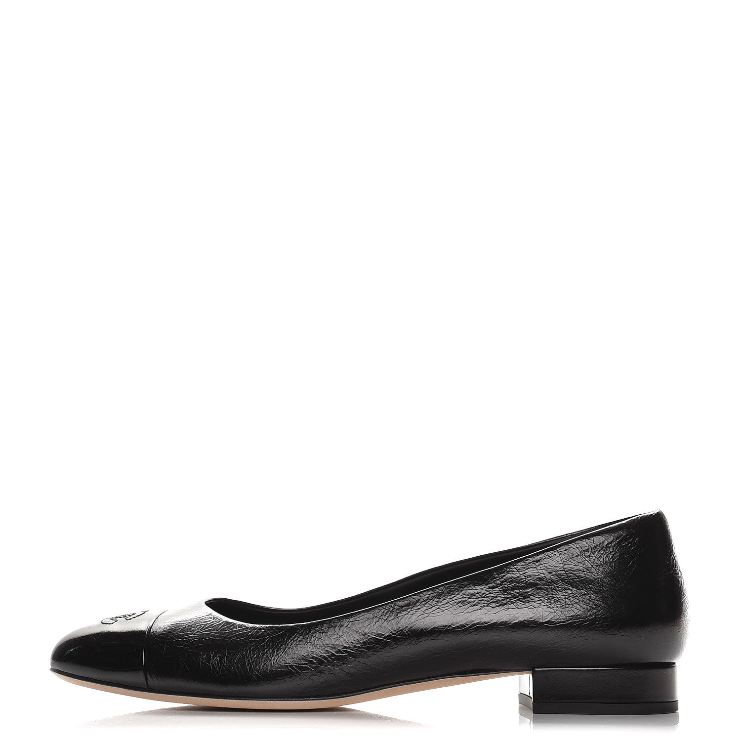 Chanel Glazed Calfskin Patent CC Cap Toe Ballerina Flats 40.5 Black 1 of 13