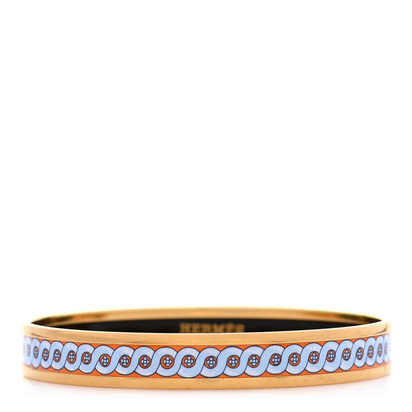 Enamel Printed Bride De Cour Narrow Bracelet 65 Orange Bleu