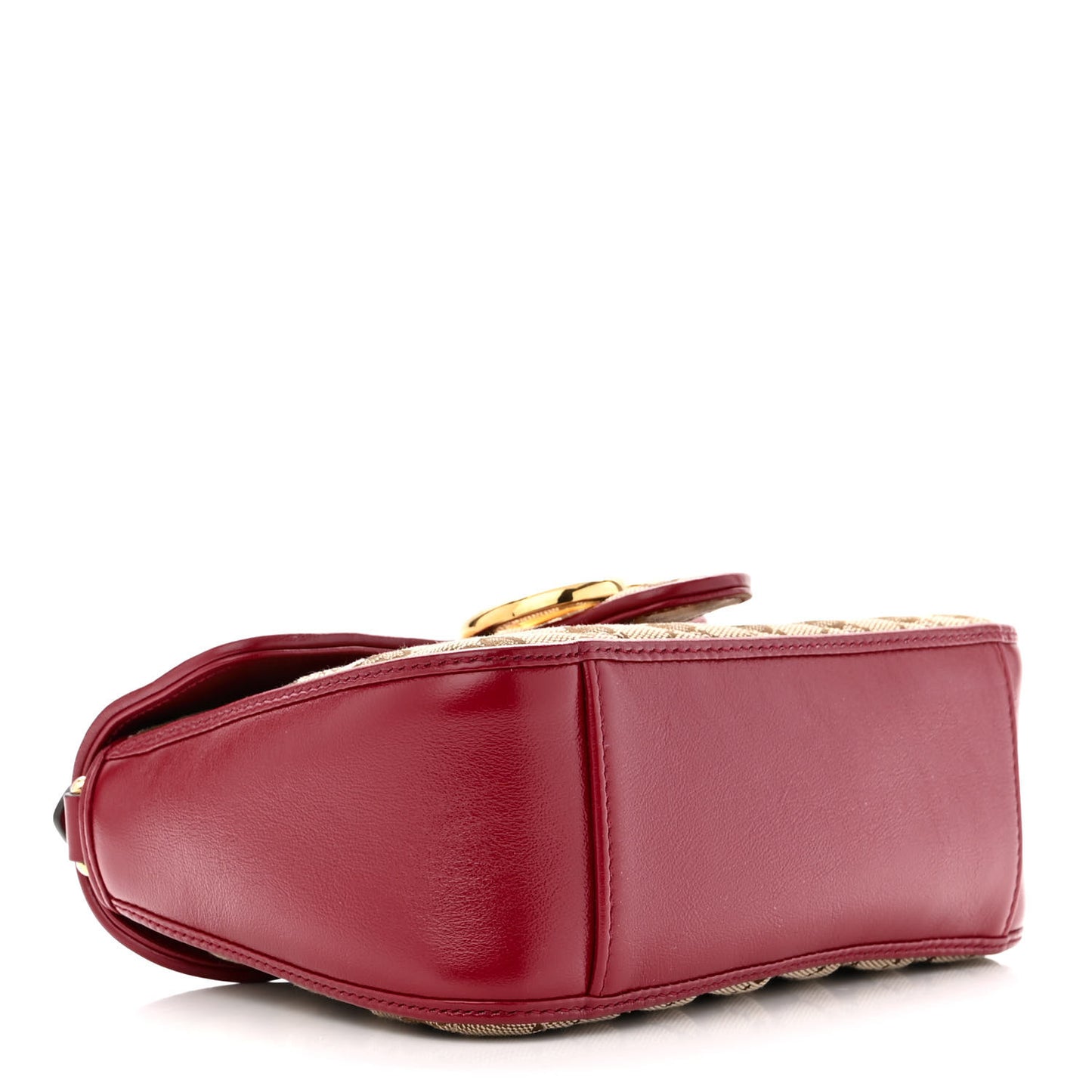 Monogram Glazed Calfskin Matelasse Diagonal Mini GG Marmont Top Handle Shoulder Bag Beige Ebony New Cherry Red