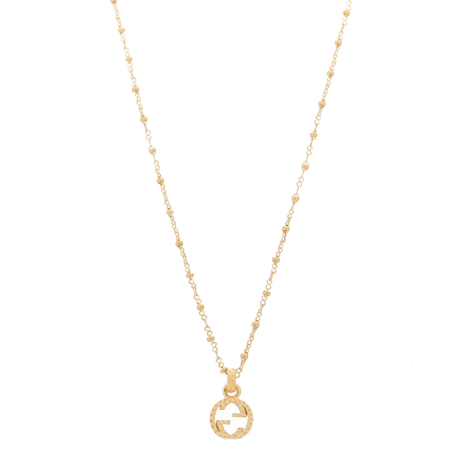 Gucci 18K Yellow Gold Running GG Pendant Necklace 1 of 6