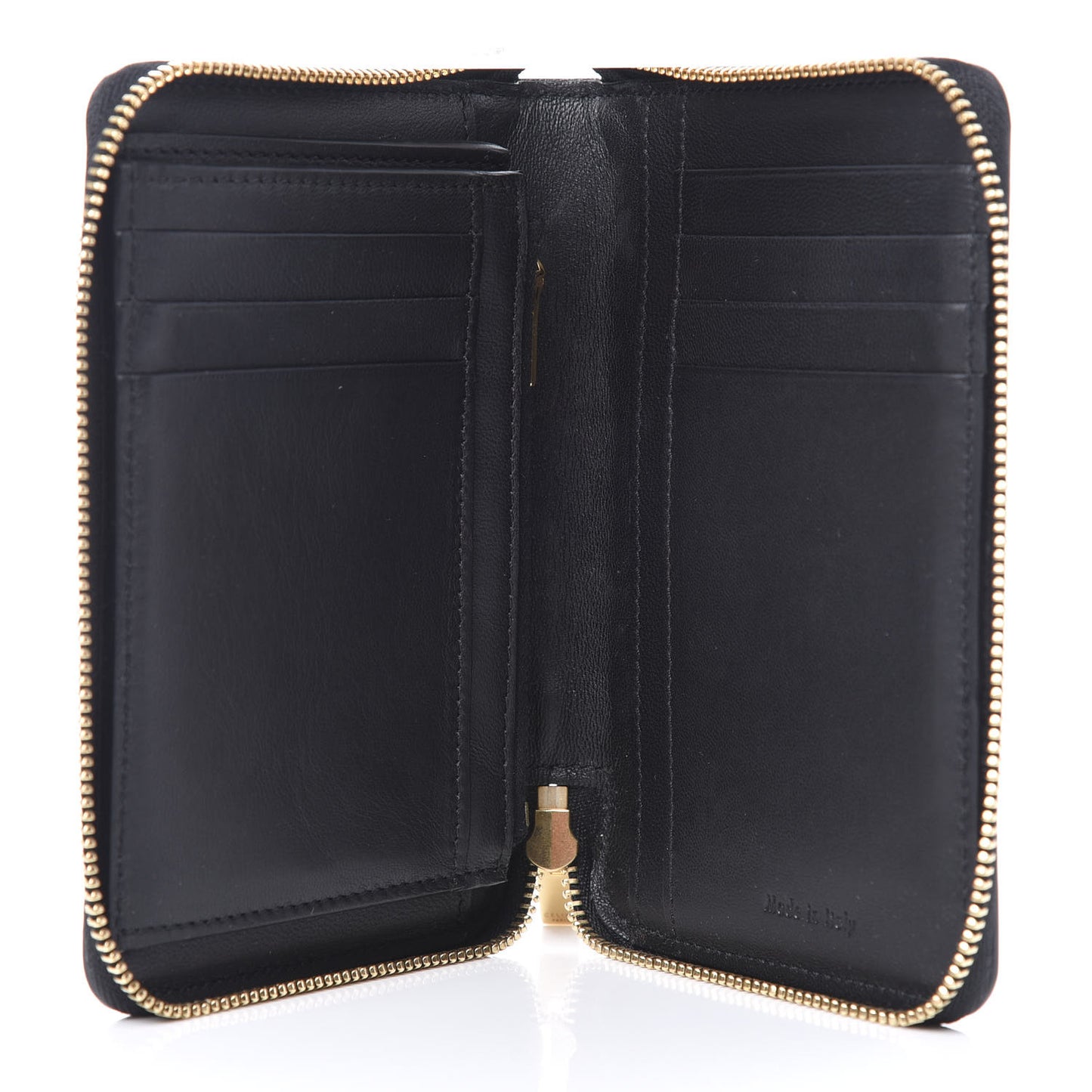 Spazzolato Calfskin Zip Around Multifunction Wallet Black