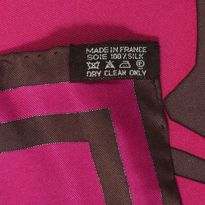 Hermes Silk Puzzle Scarf 90 Marron Glace Rose Cassis 5 of 5