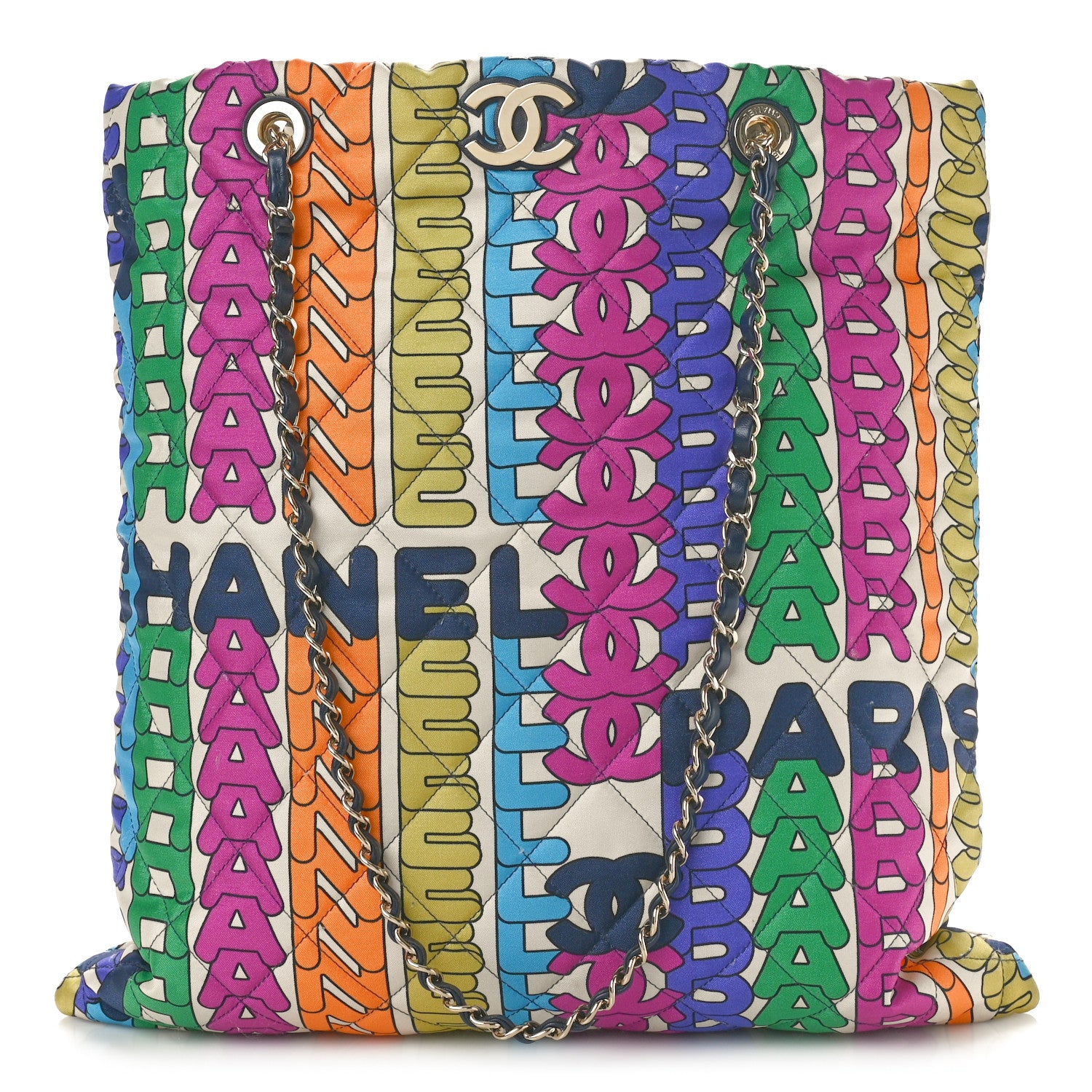 Chanel Printed Fabric Quilted Logo Large Shopping Tote Multicolor 1 of 8
