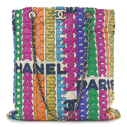 Chanel Printed Fabric Quilted Logo Large Shopping Tote Multicolor 1 of 8