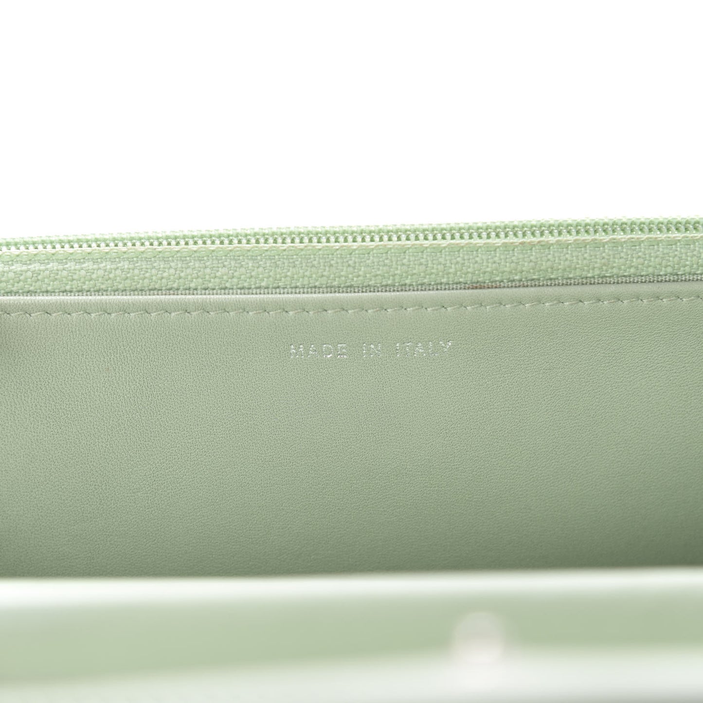 Lambskin Chevron Quilted Boy Wallet On Chain WOC Light Green