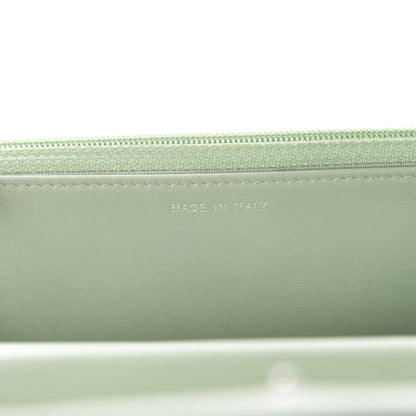 Chanel Lambskin Chevron Quilted Boy Wallet On Chain WOC Light Green 9 of 11