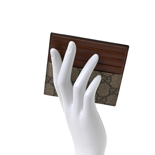 GG Supreme Monogram Calfskin Large Card Holder Beige Ebony Cuir