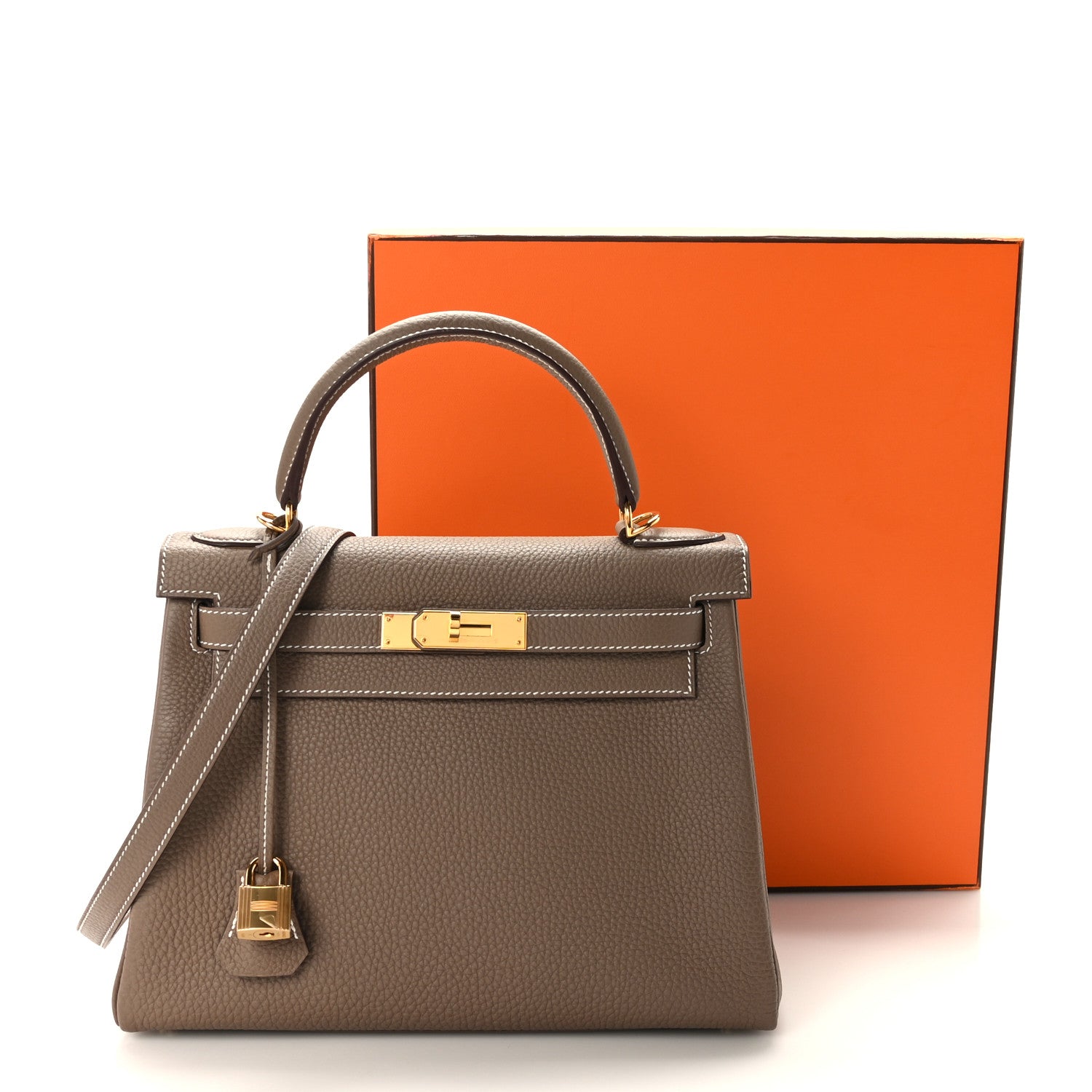 Hermes Togo Kelly Retourne 28 Etoupe 3 of 10