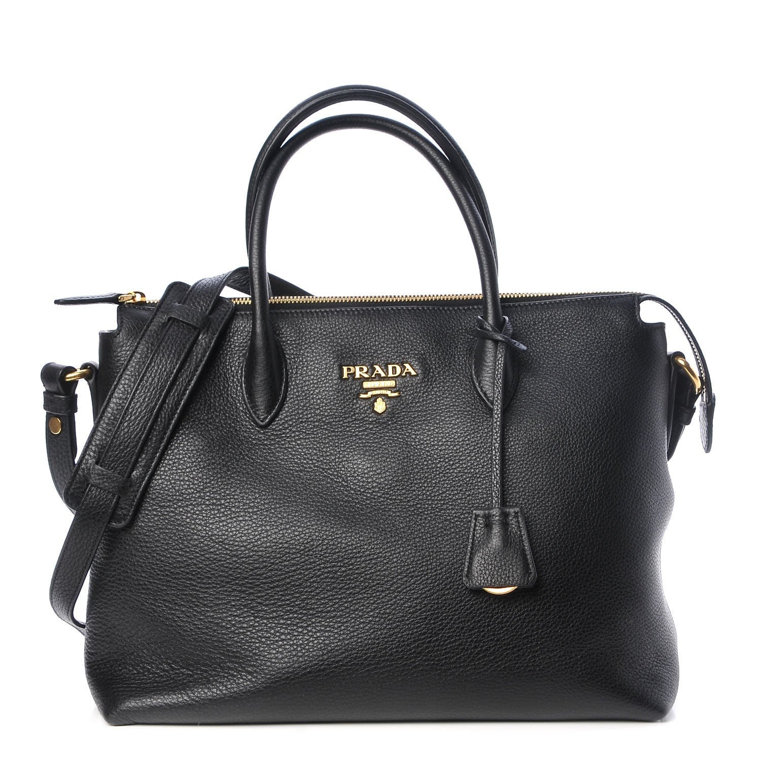 Prada Vitello Phenix Top Handle Bag Black 1 of 8