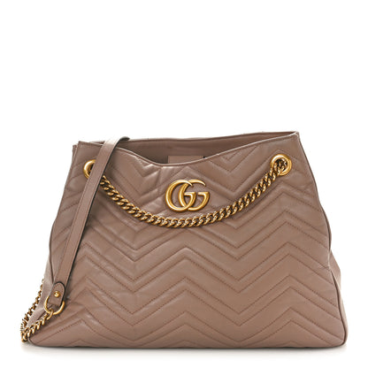 Gucci Calfskin Matelasse Medium GG Marmont Shoulder Tote Bag Porcelain Rose 1 of 14