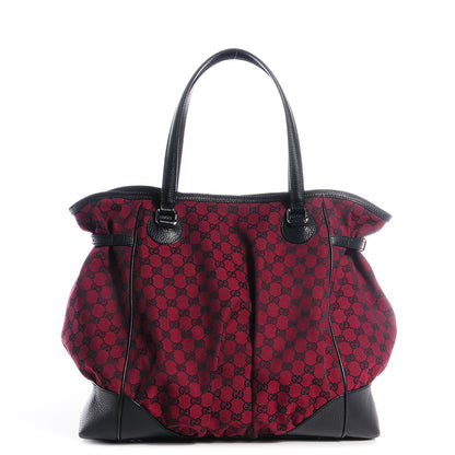 Gucci Monogram Full Moon Tote Red Black 1 of 7