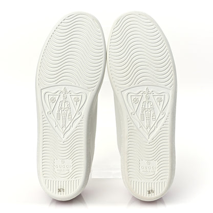 Gucci Calfskin Interlocking G Perforated Womens Ace Sneakers 36.5 White Hibiscus Red 8 of 12