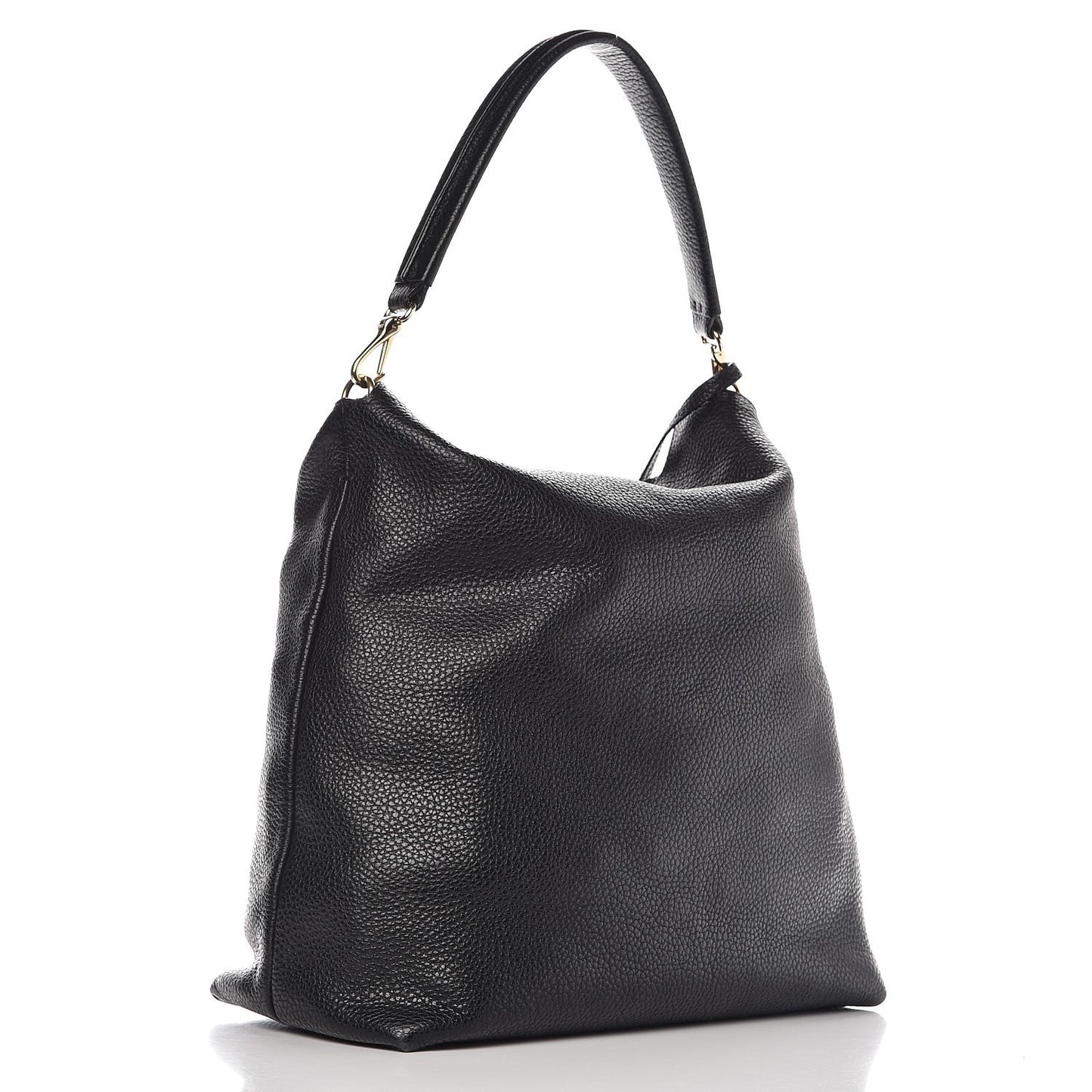 London Grainy Calfskin Medium Cale Hobo Black