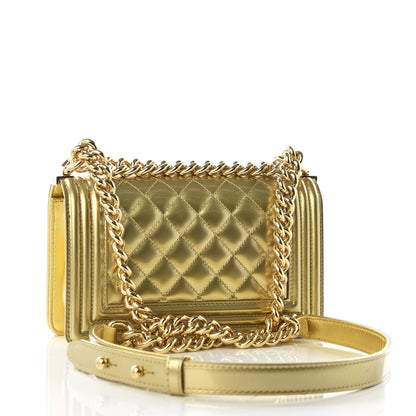 Chanel Metallic Patent Calfskin Quilted Small Boy Flap Gold 2 of 9