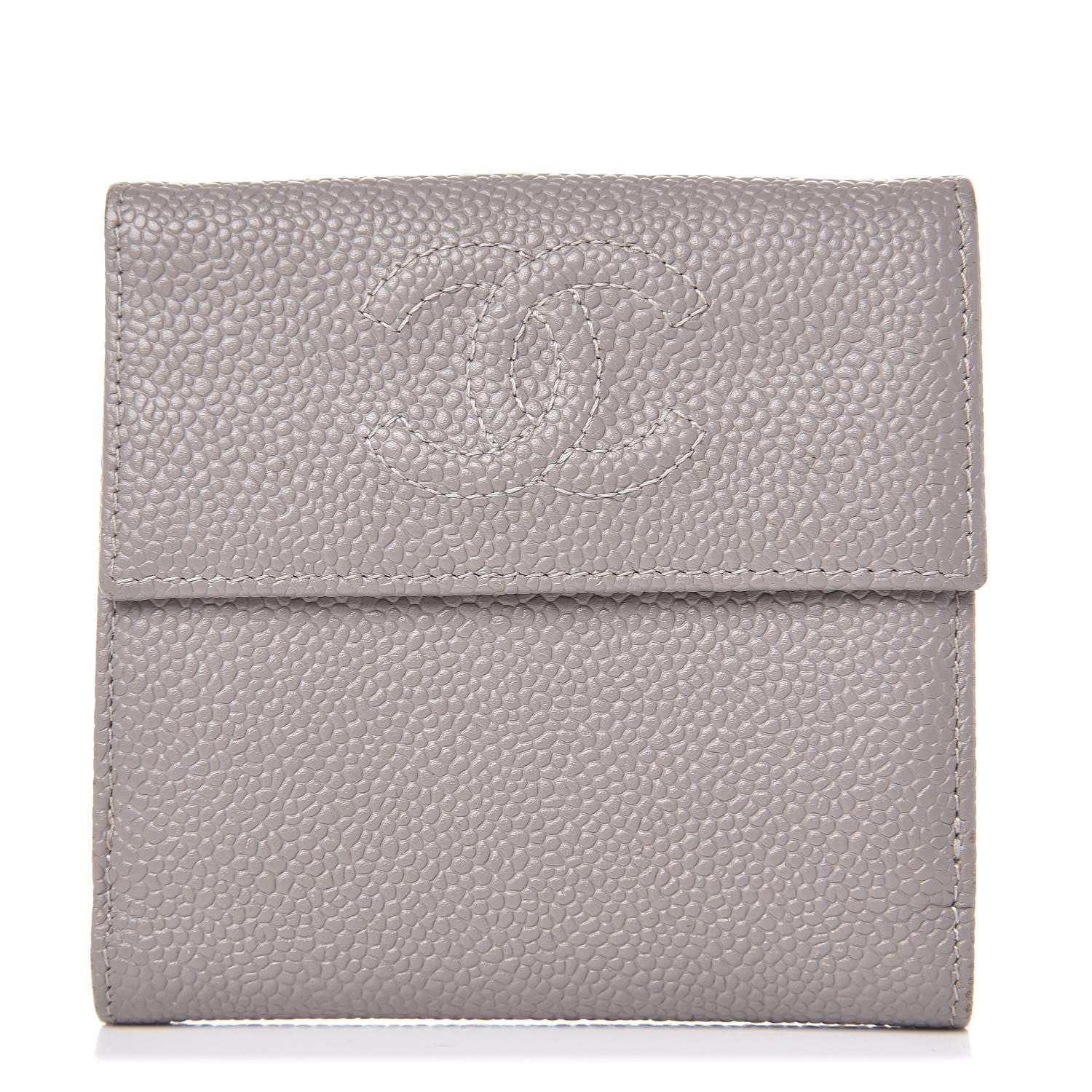 Chanel Caviar Timeless CC Compact French Wallet Light Grey 1 of 10