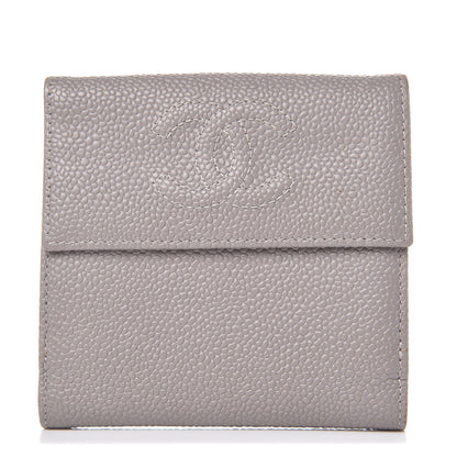 Chanel Caviar Timeless CC Compact French Wallet Light Grey 1 of 10