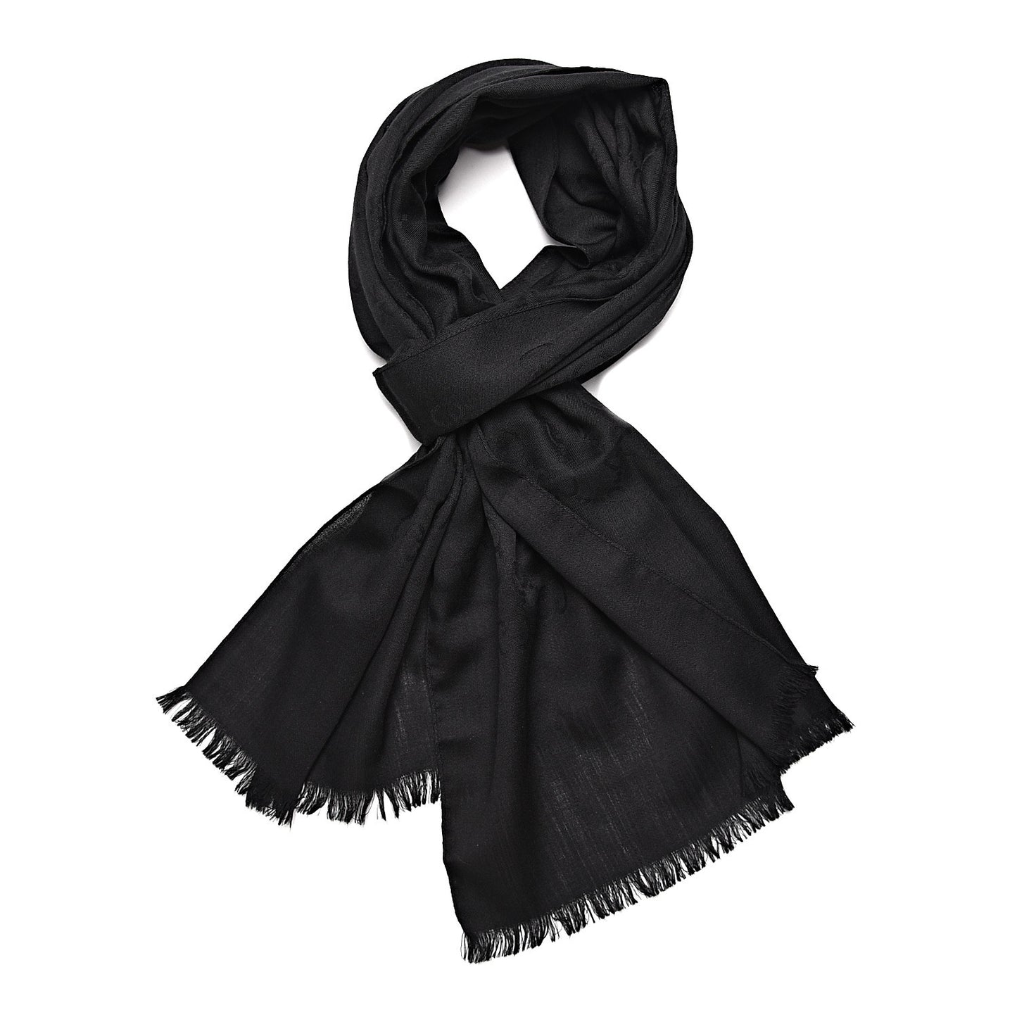 Wool Silk GG Monogram GGNat Scarf Black