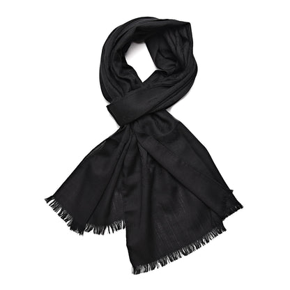 Gucci Wool Silk GG Monogram GGNat Scarf Black 1 of 4