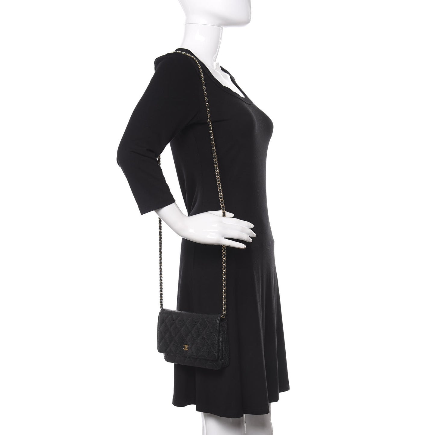 Caviar Quilted Wallet On Chain WOC Black