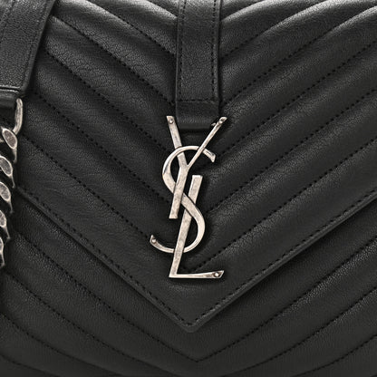 Saint Laurent Sheepskin Matelasse Chevron Monogram Medium College Bag Black 8 of 10