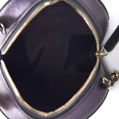 Chanel Iridescent Caviar Quilted Round Clutch With Chain Black 5 of 8