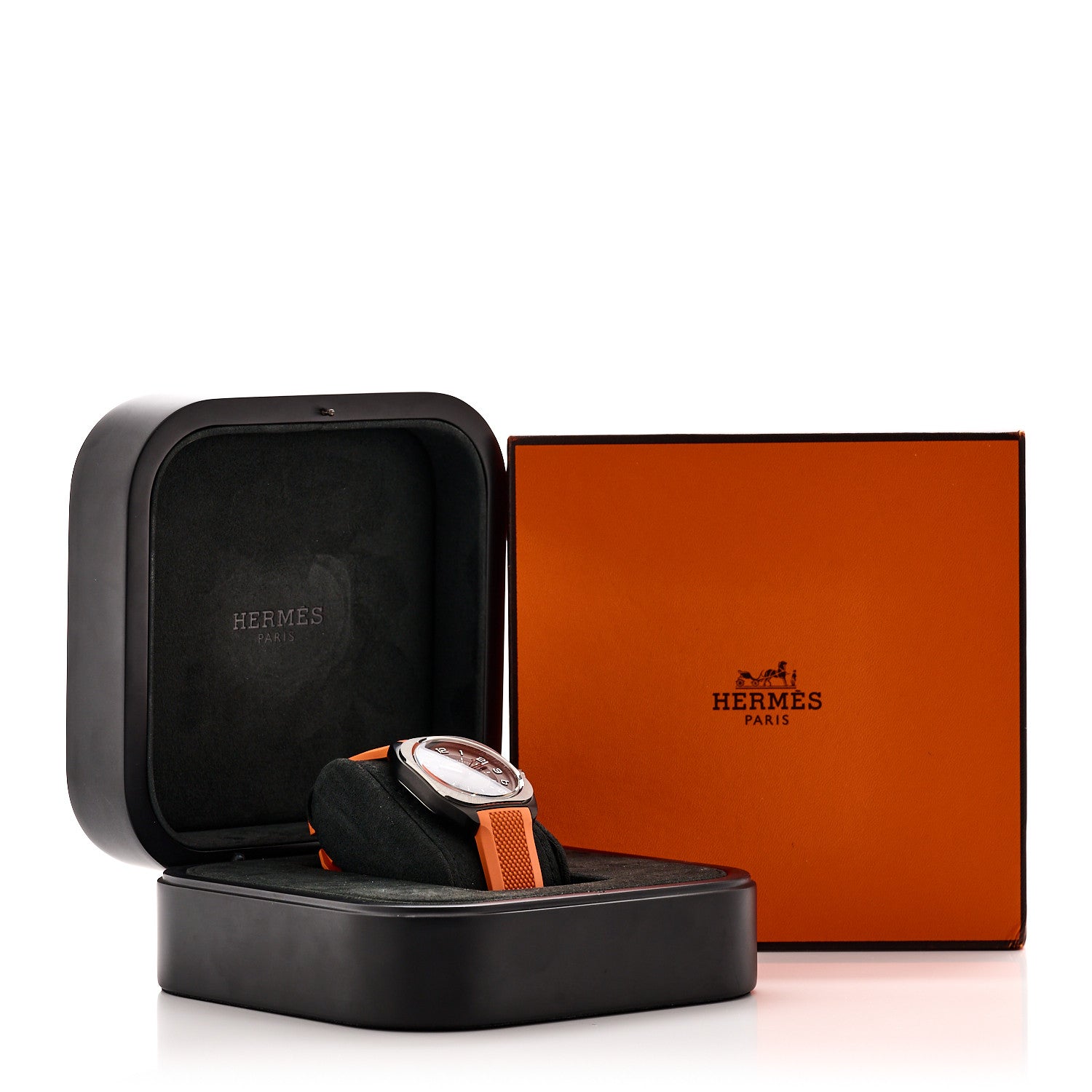 Hermes DLC Coated Titanium Rubber 39mm H08 Automatic Watch Orange 5 of 5