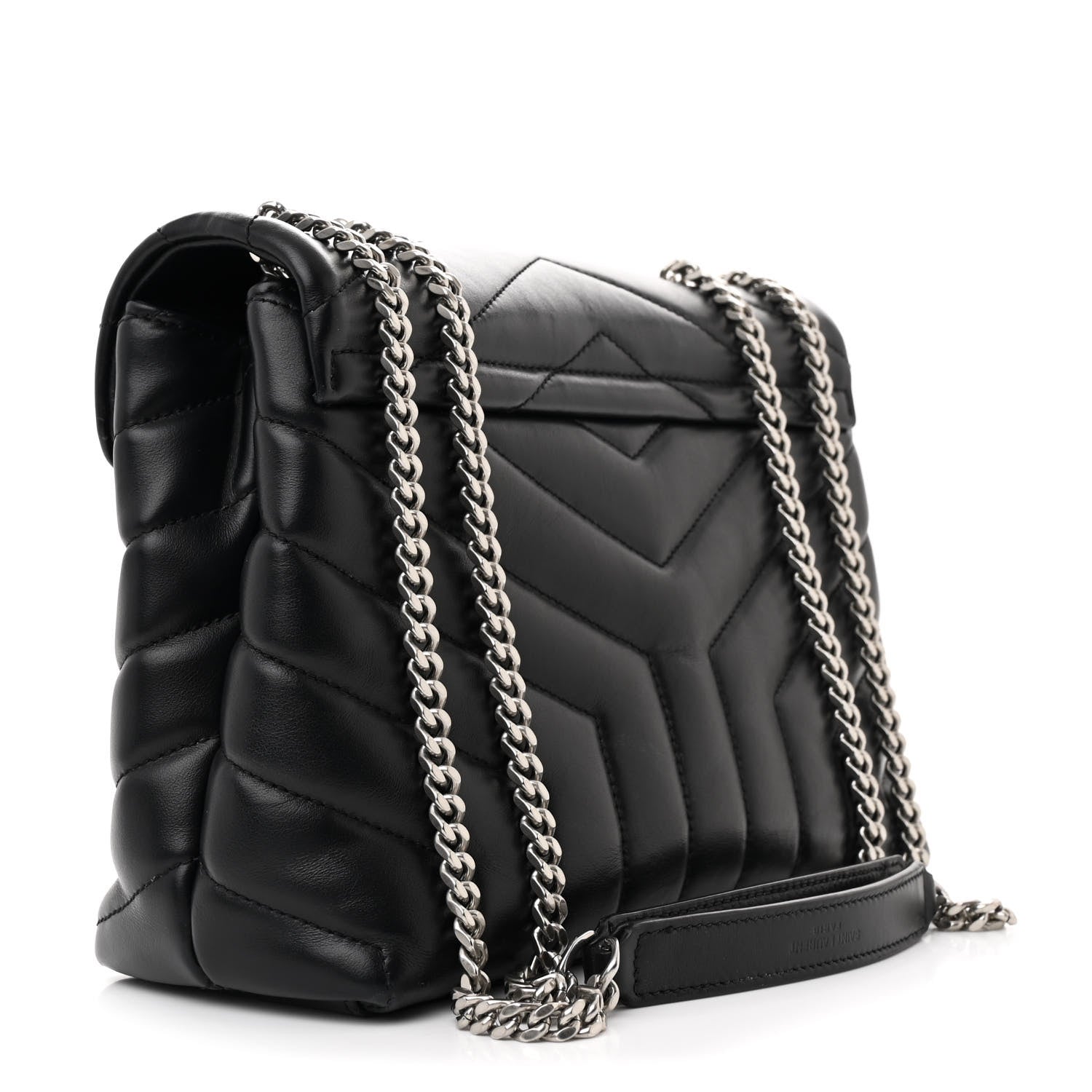 Saint Laurent Calfskin Y Quilted Monogram Small Loulou Chain Satchel Black 3 of 13