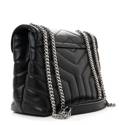 Saint Laurent Calfskin Y Quilted Monogram Small Loulou Chain Satchel Black 3 of 13