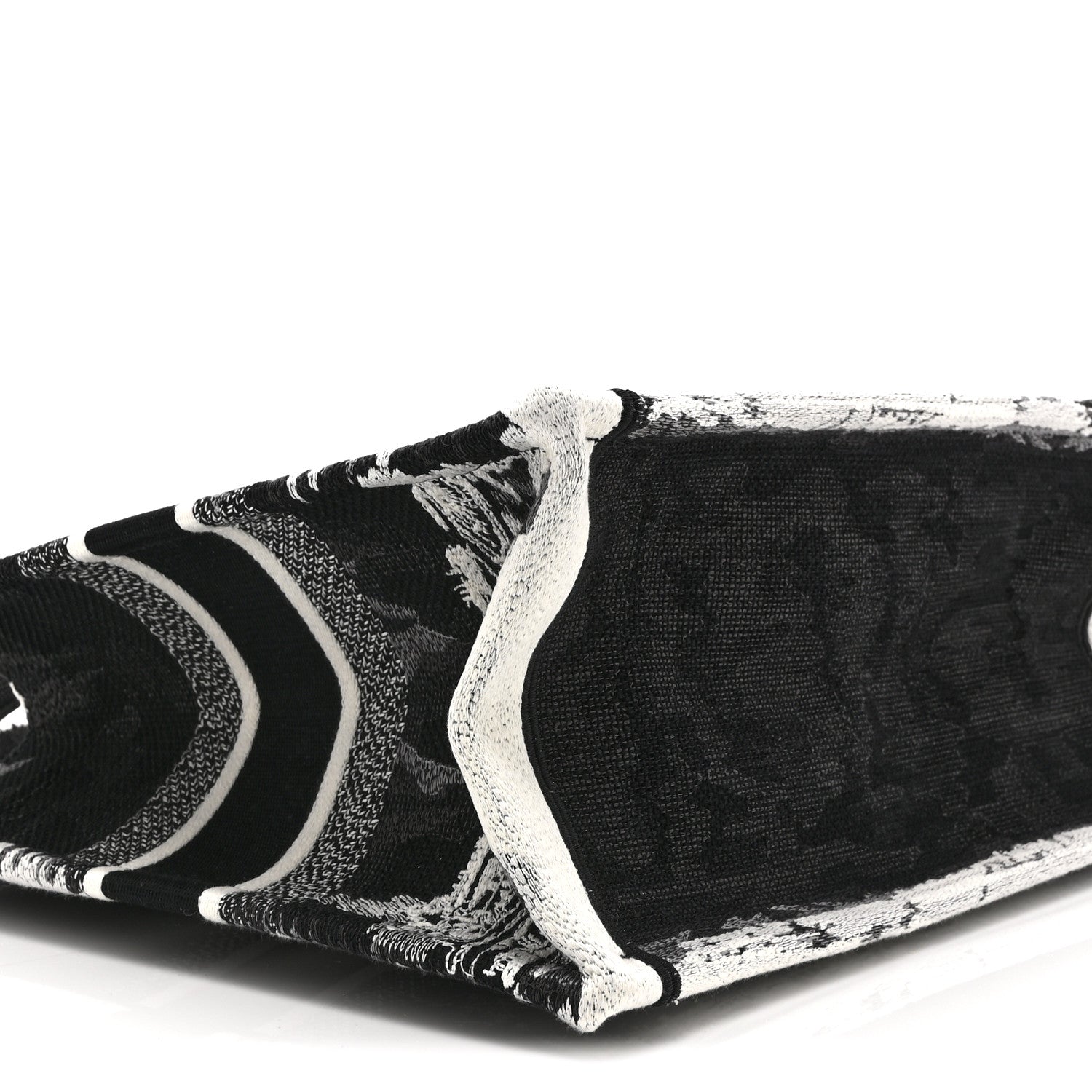 Christian Dior Canvas Embroidered Medium Paris Book Tote Black White 9 of 10