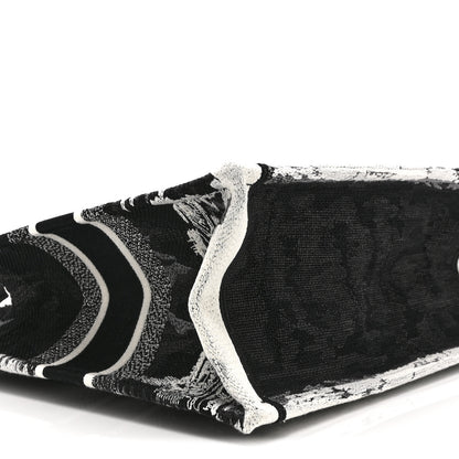 Christian Dior Canvas Embroidered Medium Paris Book Tote Black White 9 of 10