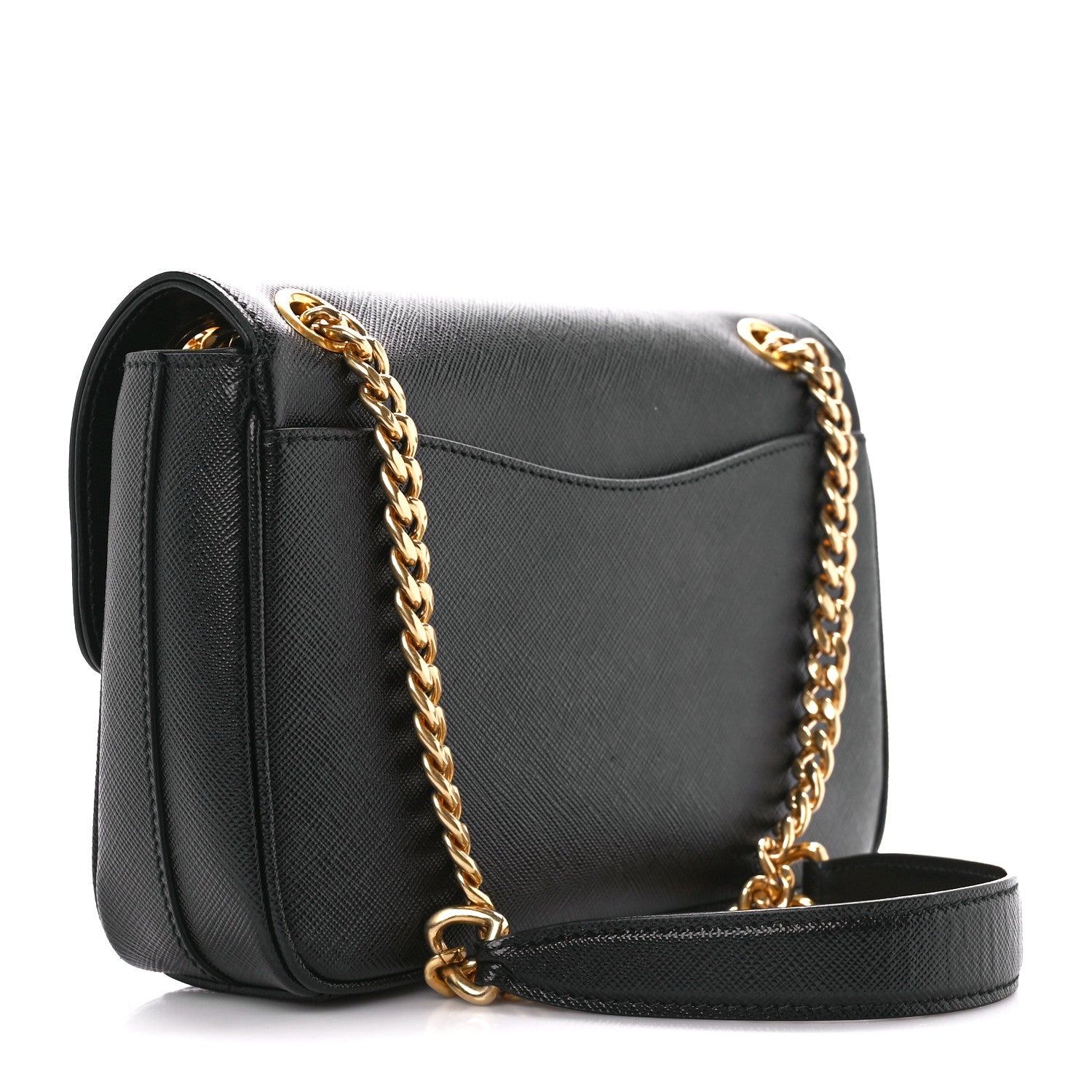 Prada Saffiano Flap Shoulder Bag Black 3 of 11