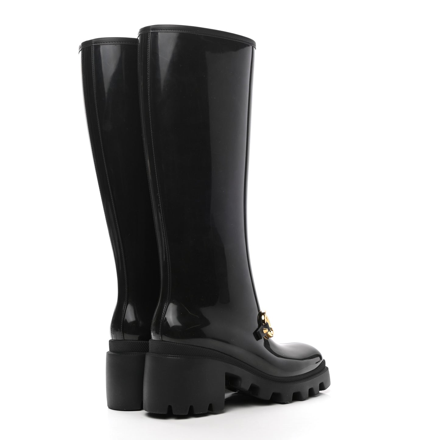 Rubber Horsebit Knee High Boots 37 Black