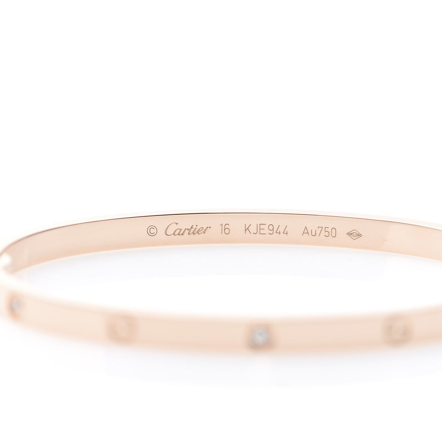 18K Pink Gold 6 Diamond Small LOVE Bracelet 16
