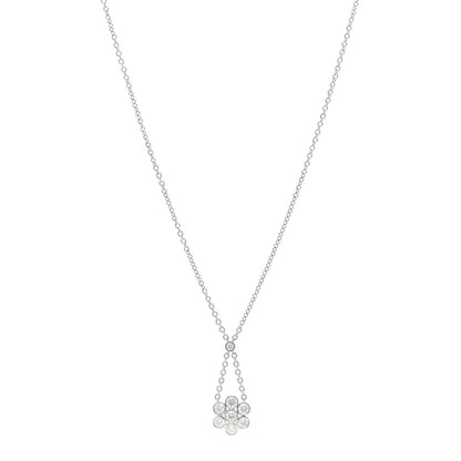 Tiffany Platinum Diamond Swing Flower Drop Pendant Necklace 1 of 5