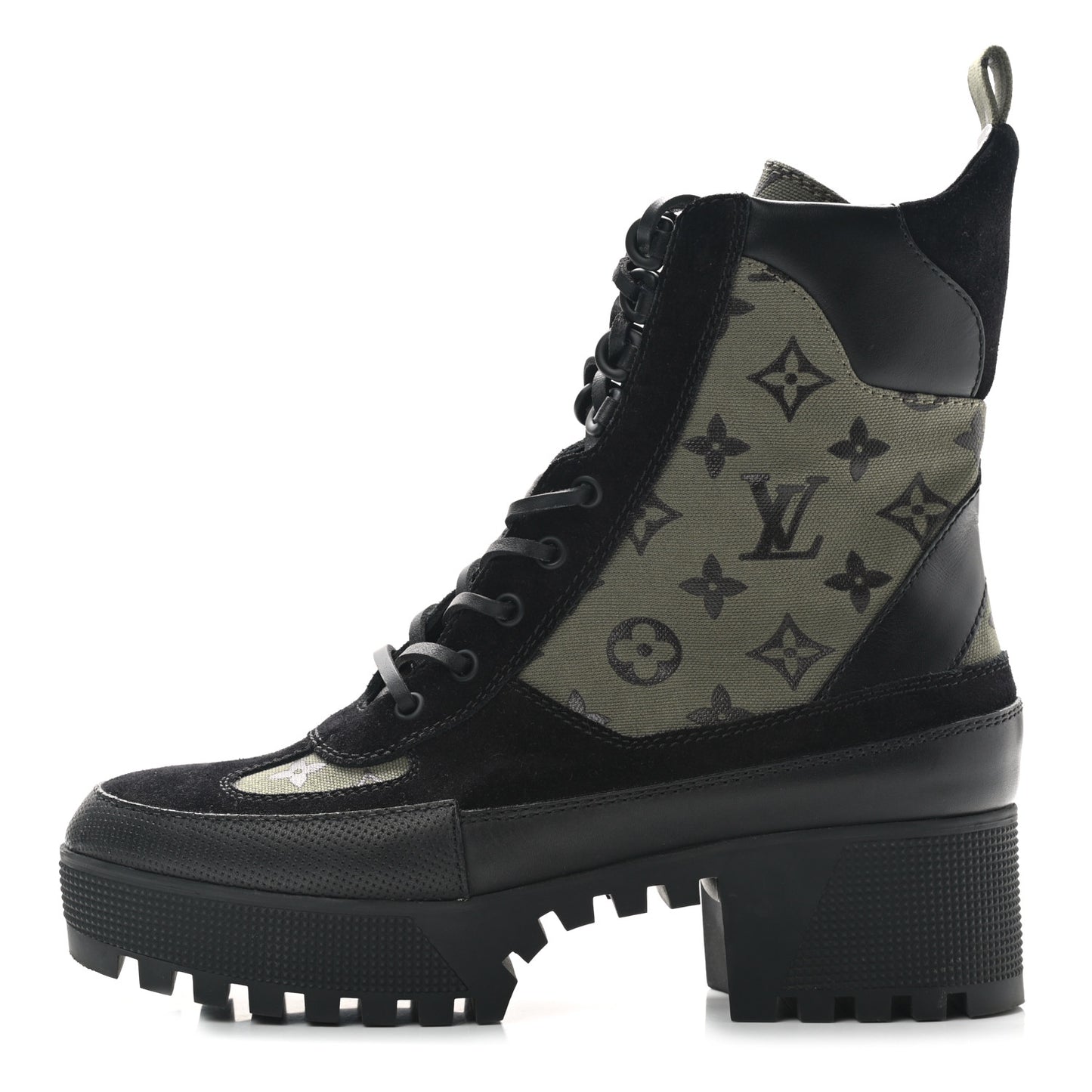 Suede Monogram Laureate Platform Desert Boots 40 Kaki Black