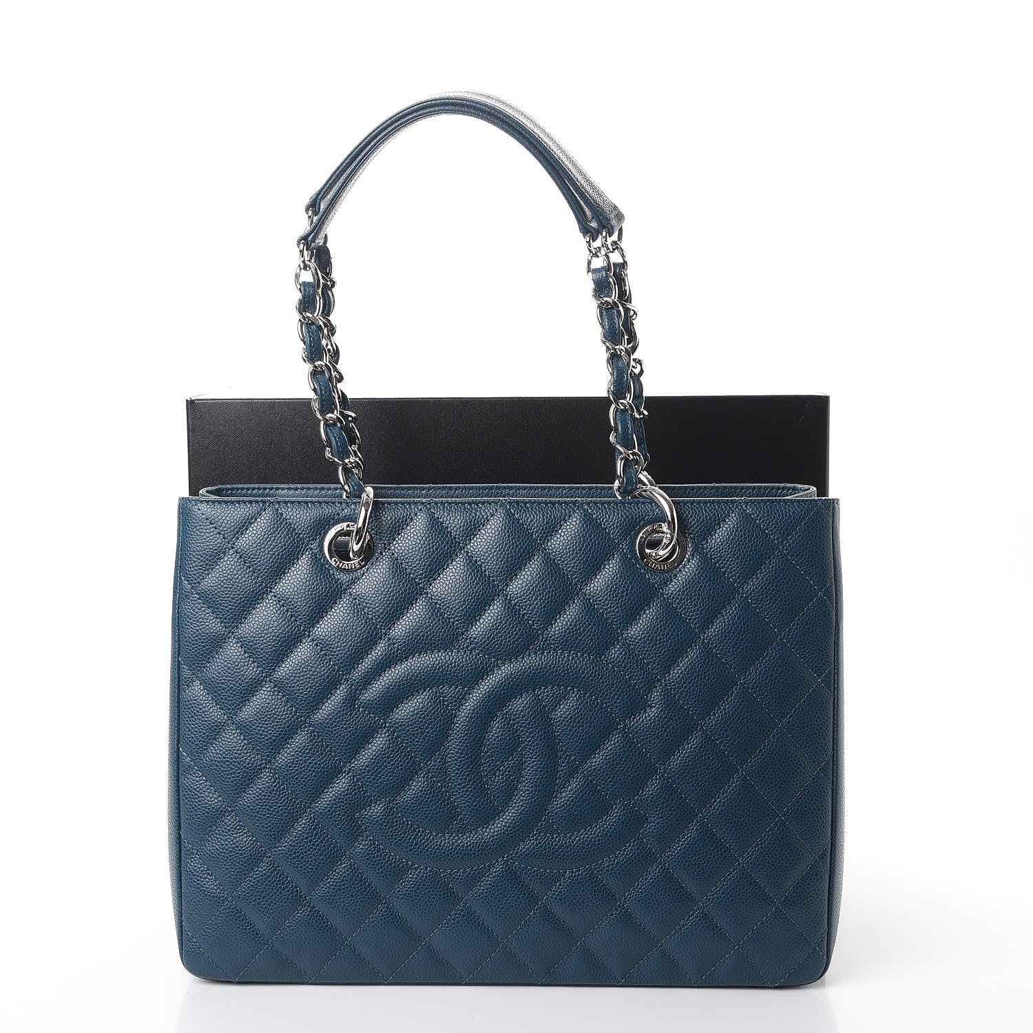 Chanel Caviar Quilted Grand Shopping Tote GST Dark Blue 8 of 8