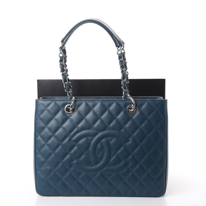 Chanel Caviar Quilted Grand Shopping Tote GST Dark Blue 8 of 8