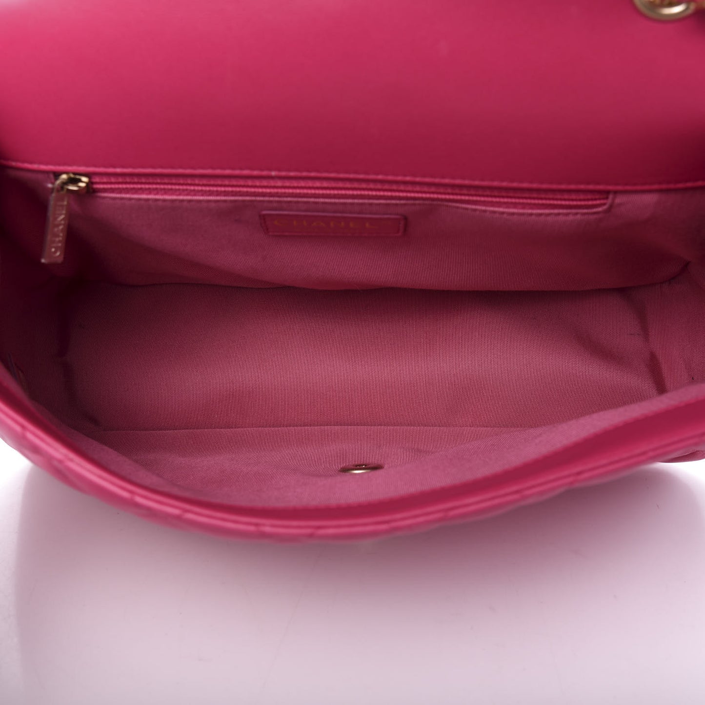 Lambskin Quilted Jumbo Mademoiselle Chic Flap Fuchsia