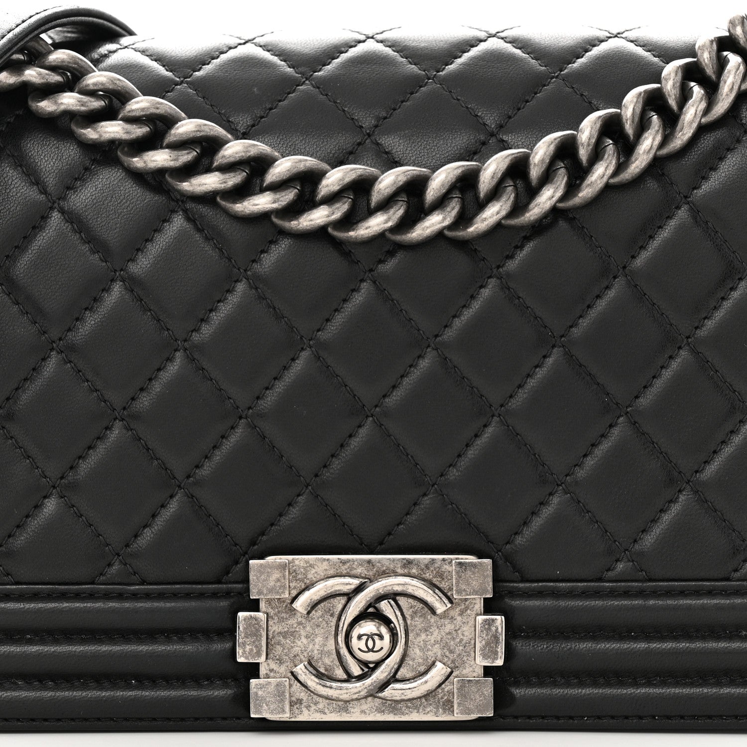 Chanel Lambskin Quilted Medium Boy Flap Black 8 of 11