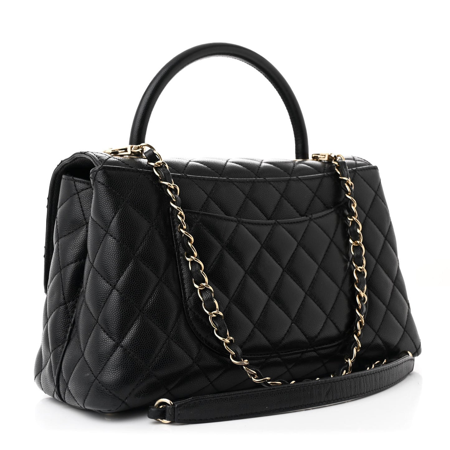 Caviar Quilted Small Coco Handle Flap Black