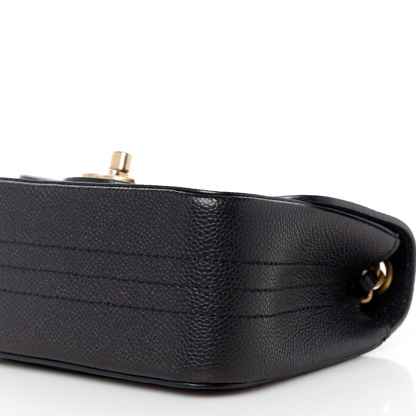 Grained Calfskin Mini Square Classic Pure Flap Black