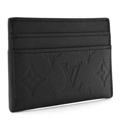 Louis Vuitton Calfskin Monogram Shadow Double Card Holder Black 3 of 7