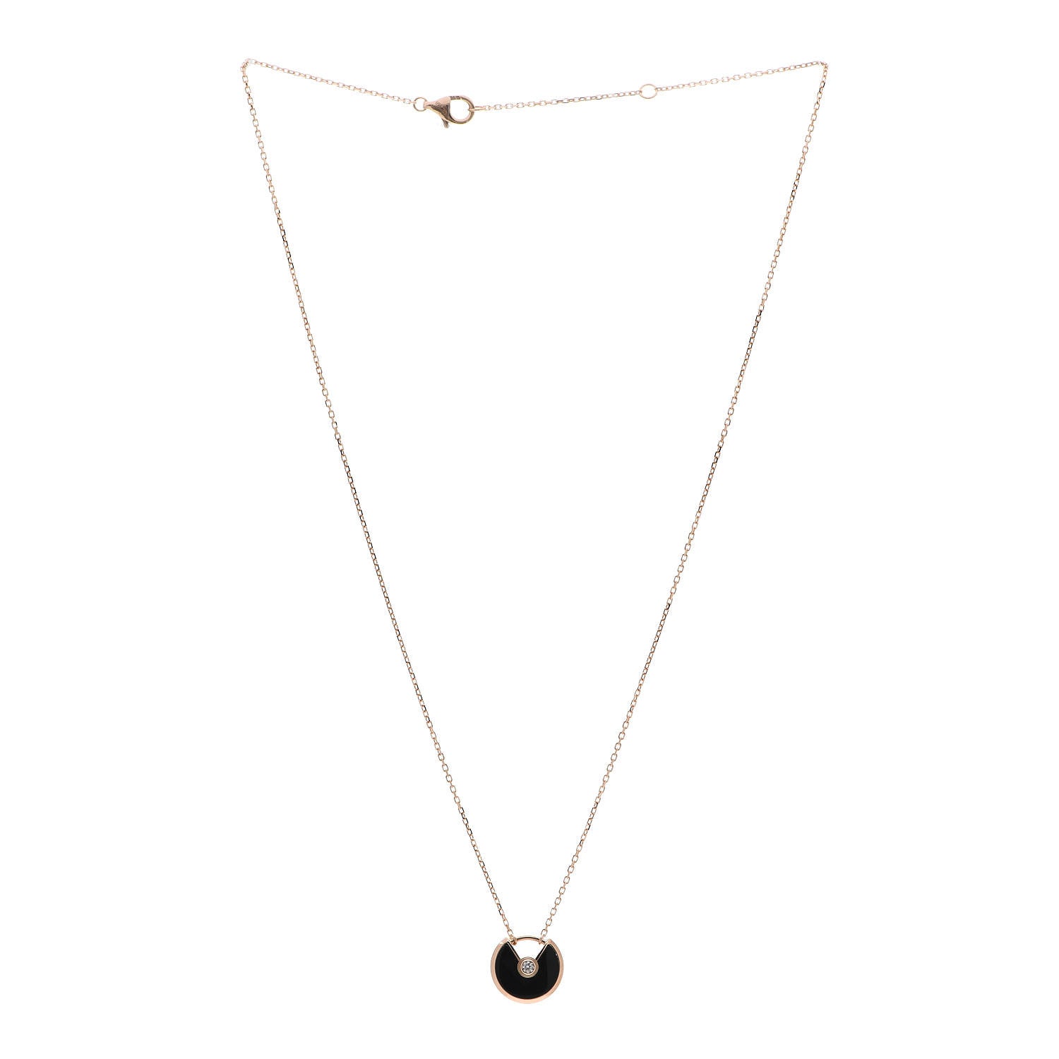 Cartier 18K Pink Gold Diamond Black Onyx XS Amulette de Cartier Pendant Necklace 3 of 6