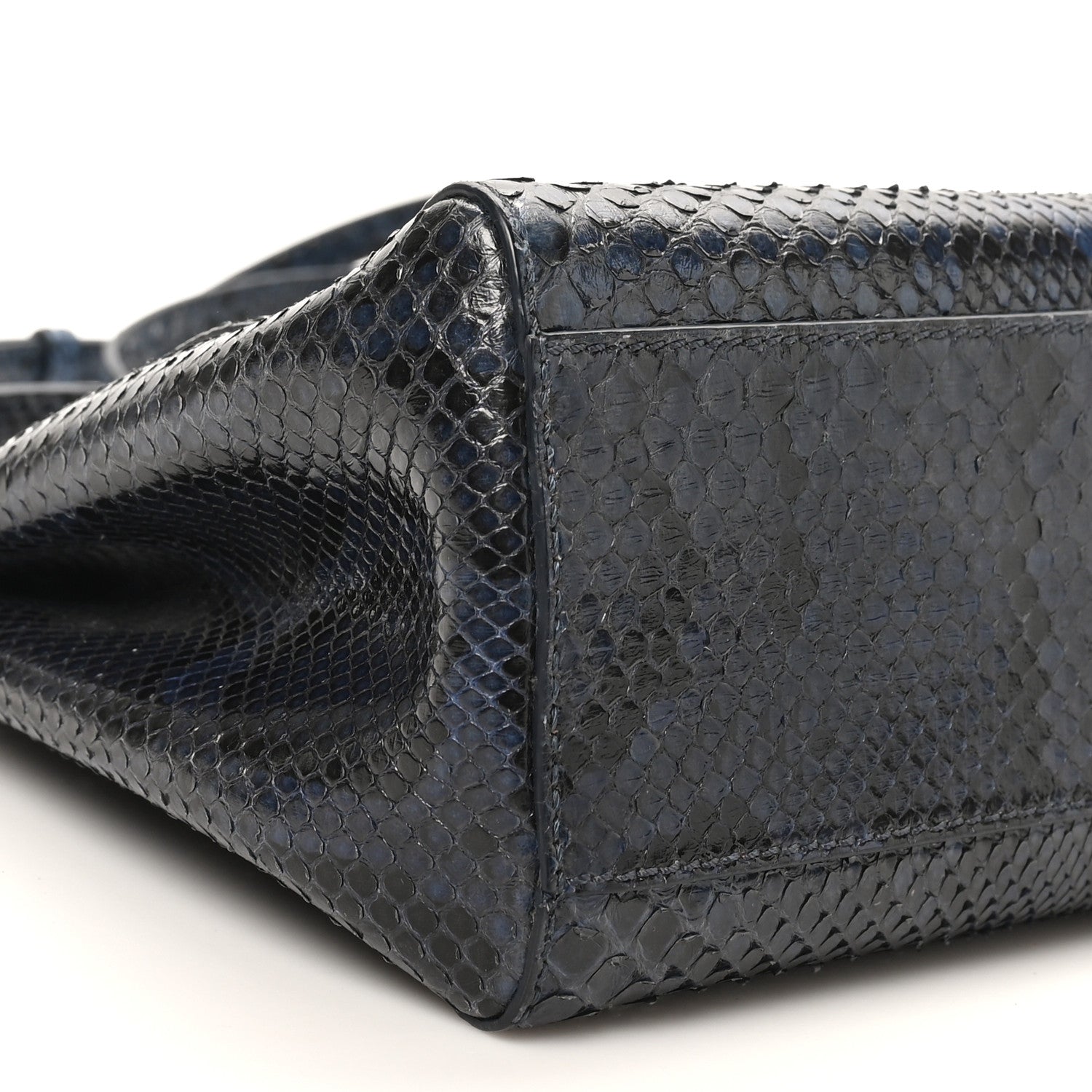 Fendi Python Shiny Nappa Mini Peekaboo Iconic Satchel Blue Jeans 8 of 9