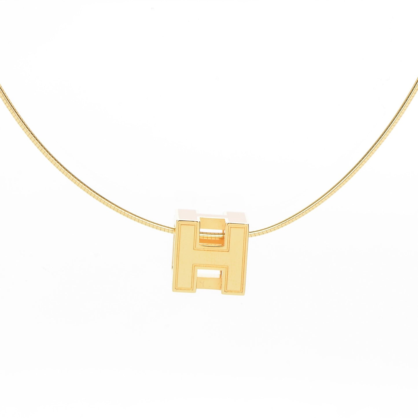 Gold Lacquered Cage d'H Pendant Necklace Orange